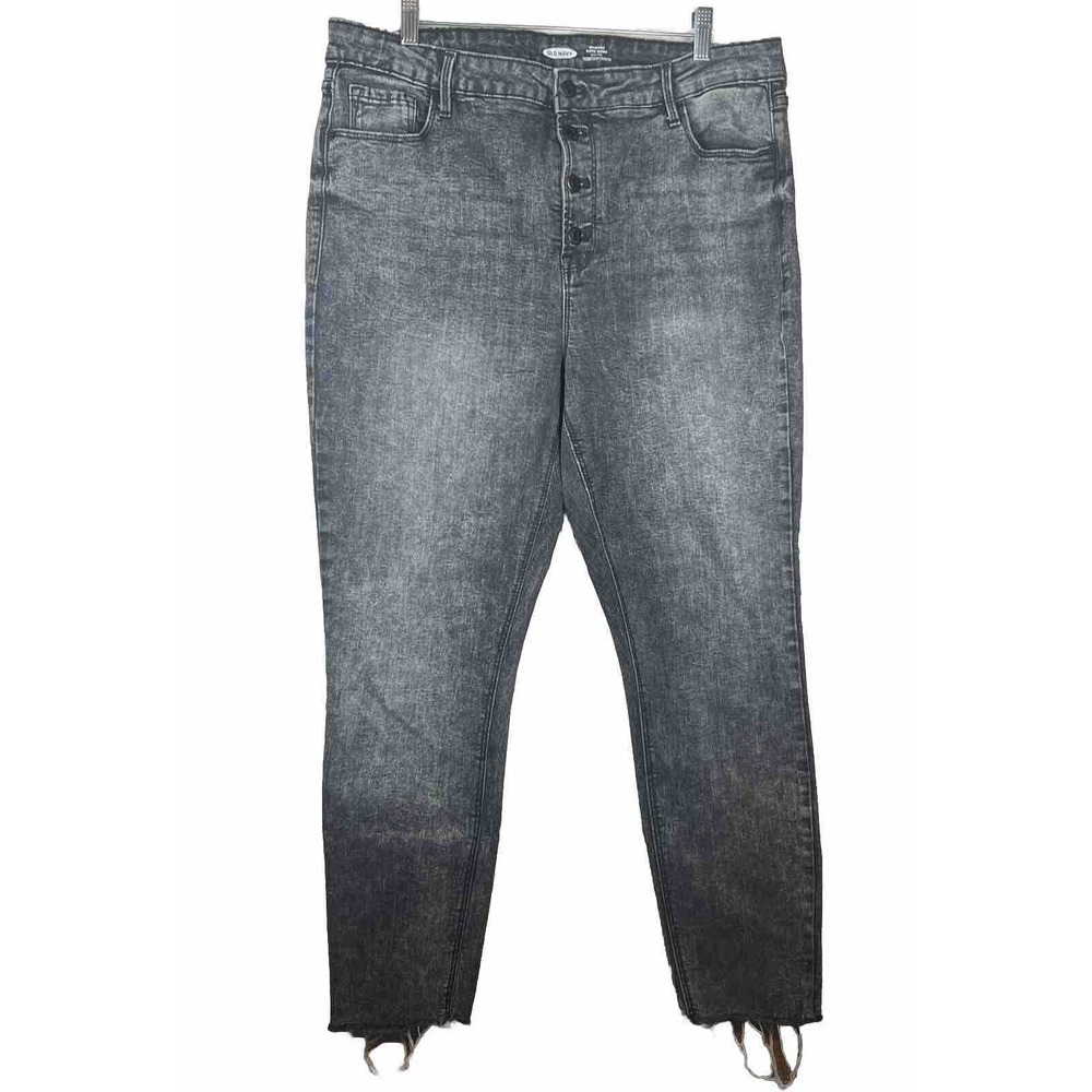 Old Navy Rockstar Super Skinny Jeans High Rise Button Fly Women's 16 Gray 36x27